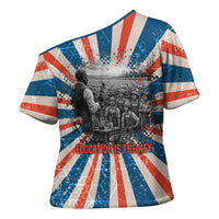 George Washington Carver Cross Shoulder Shirt with Science Teaching Scene, Education Is the Key Quote - Wonder Print Shop