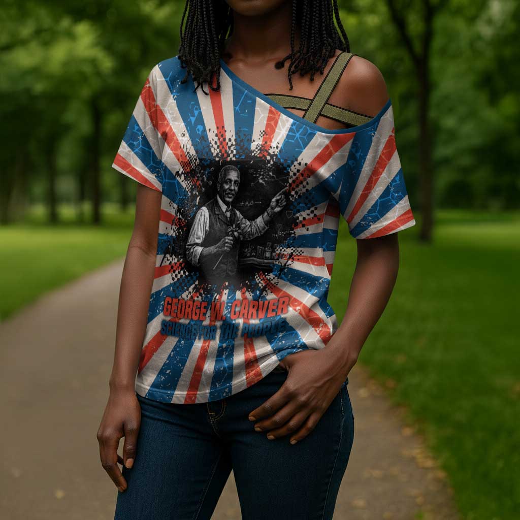 George Washington Carver Cross Shoulder Shirt with Science Teaching Scene, Education Is the Key Quote - Wonder Print Shop