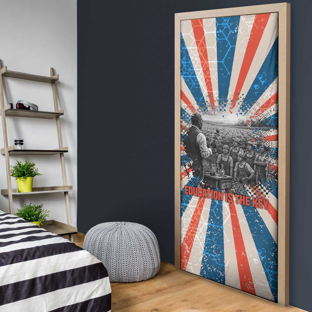 George Washington Carver Door Cover with Science Teaching Scene, Education Is the Key Quote - Wonder Print Shop