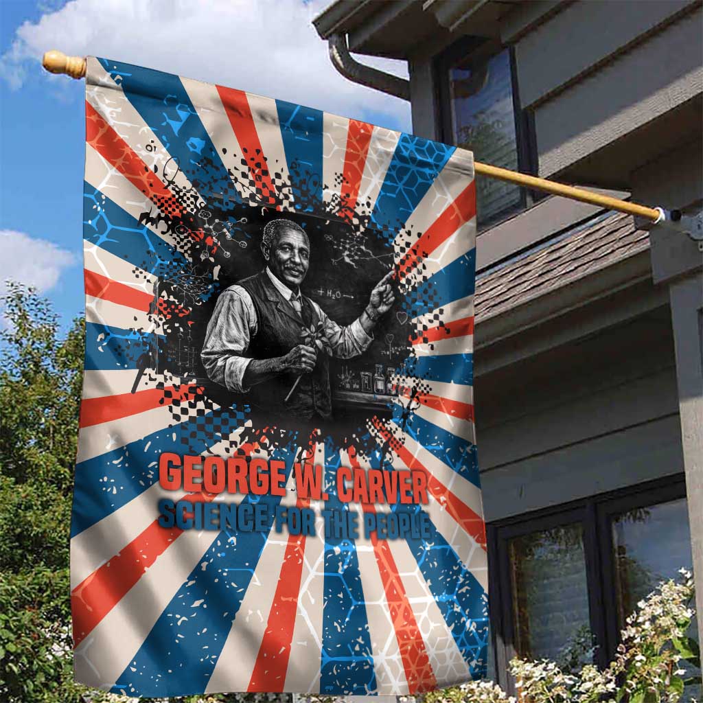 George Washington Carver Garden Flag with Science Teaching Scene, Education Is the Key Quote - Wonder Print Shop