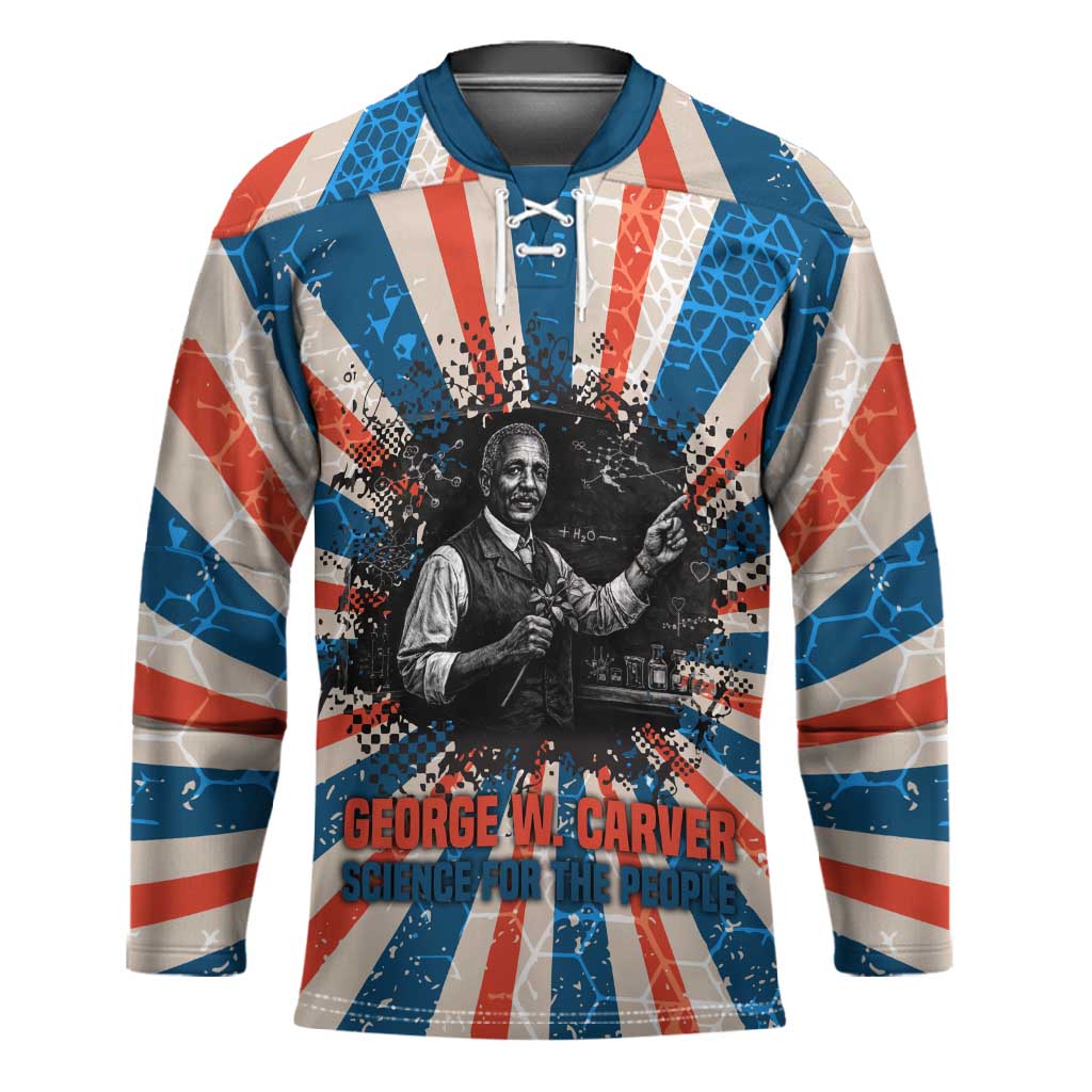 George Washington Carver Hockey Jersey with Science Teaching Scene, Education Is the Key Quote - Wonder Print Shop