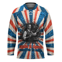 George Washington Carver Hockey Jersey with Science Teaching Scene, Education Is the Key Quote - Wonder Print Shop
