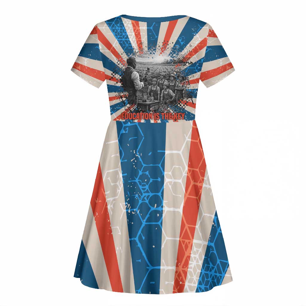 George Washington Carver Kid Short Sleeve Dress with Science Teaching Scene, Education Is the Key Quote - Wonder Print Shop