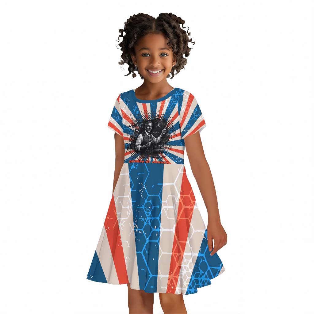 George Washington Carver Kid Short Sleeve Dress with Science Teaching Scene, Education Is the Key Quote - Wonder Print Shop