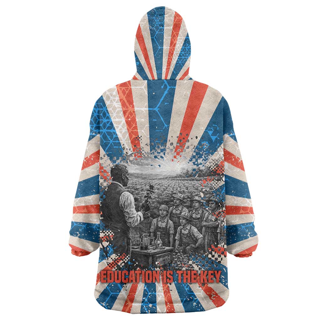 George Washington Carver Kid Wearable Blanket Hoodie with Science Teaching Scene, Education Is the Key Quote - Wonder Print Shop