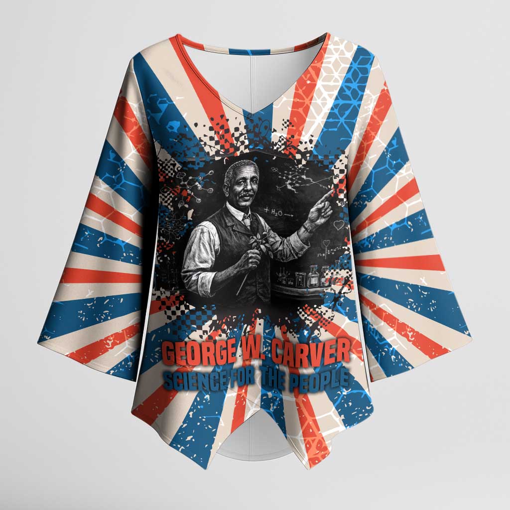 George Washington Carver Kimono Sleeve Blouse with Science Teaching Scene, Education Is the Key Quote - Wonder Print Shop