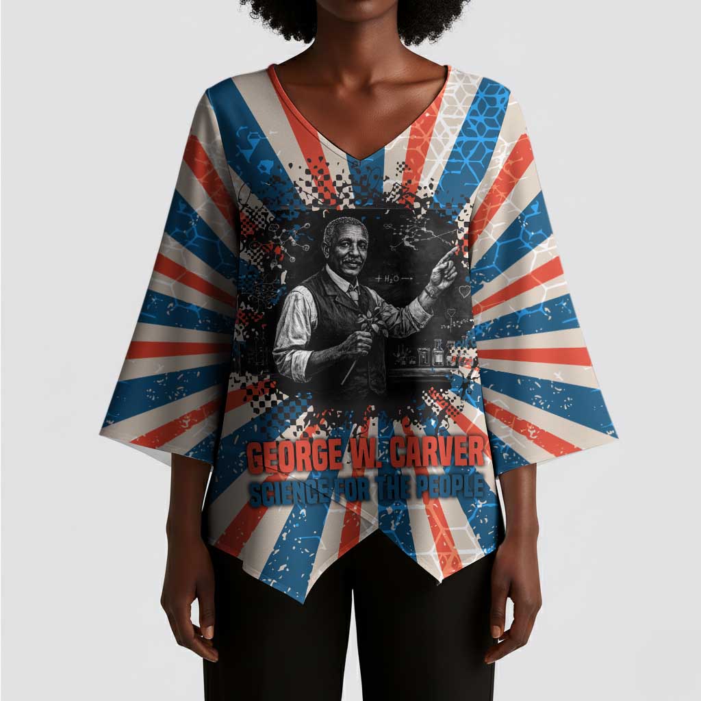 George Washington Carver Kimono Sleeve Blouse with Science Teaching Scene, Education Is the Key Quote - Wonder Print Shop