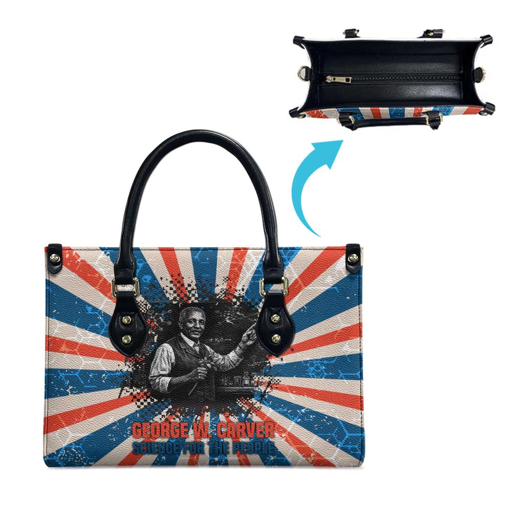 George Washington Carver Leather Bag with Science Teaching Scene, Education Is the Key Quote - Wonder Print Shop