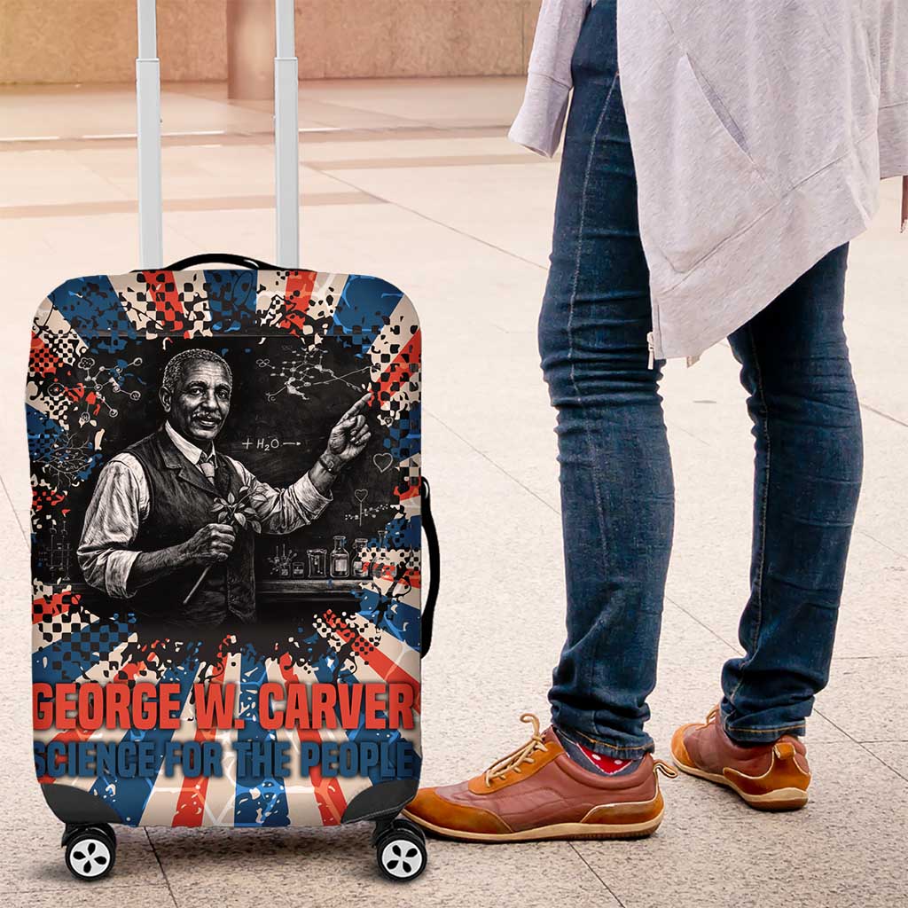 George Washington Carver Luggage Cover with Science Teaching Scene, Education Is the Key Quote - Wonder Print Shop