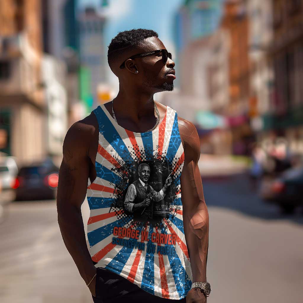George Washington Carver Men Tank Top with Science Teaching Scene, Education Is the Key Quote - Wonder Print Shop