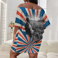 George Washington Carver Off Shoulder Short Dress with Science Teaching Scene, Education Is the Key Quote - Wonder Print Shop