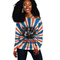 George Washington Carver Off Shoulder Sweater with Science Teaching Scene, Education Is the Key Quote - Wonder Print Shop