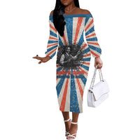 George Washington Carver Off The Shoulder Long Sleeve Dress with Science Teaching Scene, Education Is the Key Quote - Wonder Print Shop