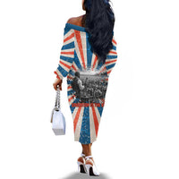 George Washington Carver Off The Shoulder Long Sleeve Dress with Science Teaching Scene, Education Is the Key Quote - Wonder Print Shop