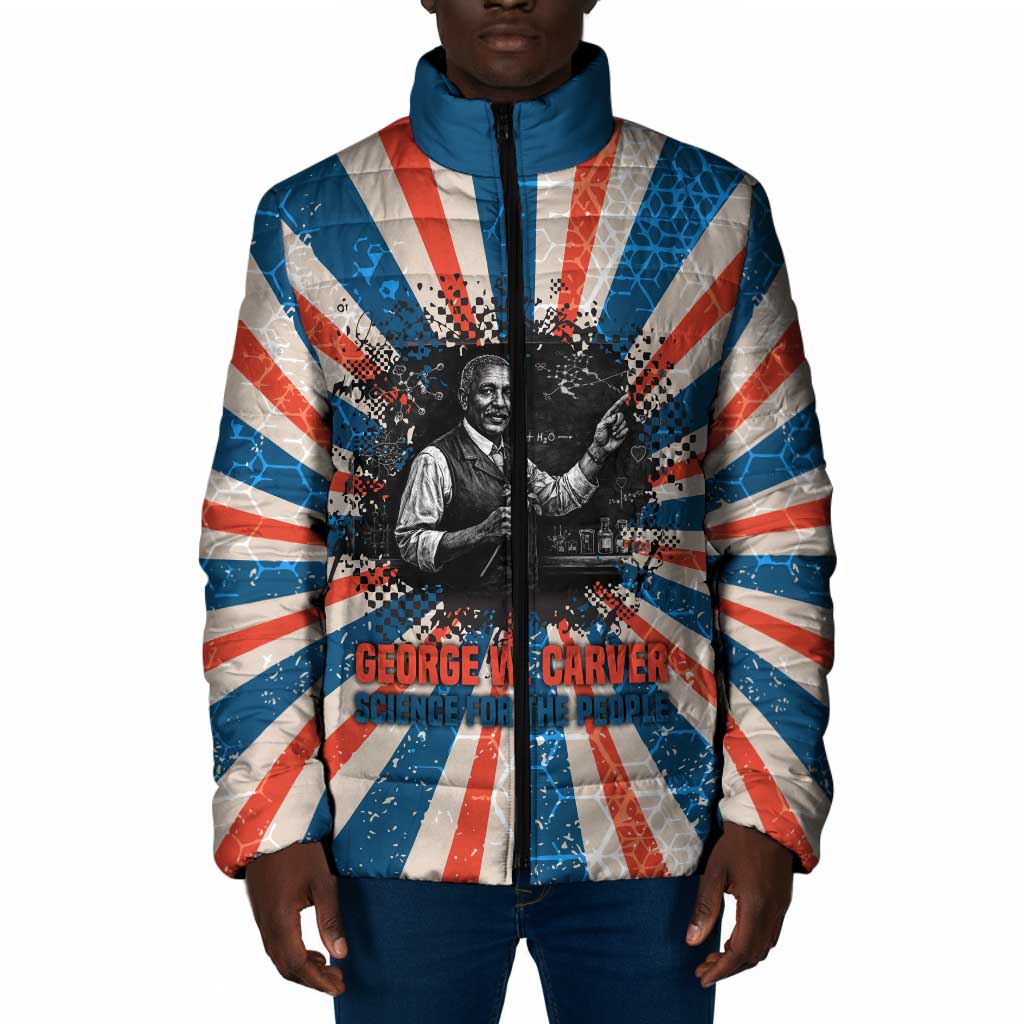George Washington Carver Padded Jacket with Science Teaching Scene, Education Is the Key Quote - Wonder Print Shop