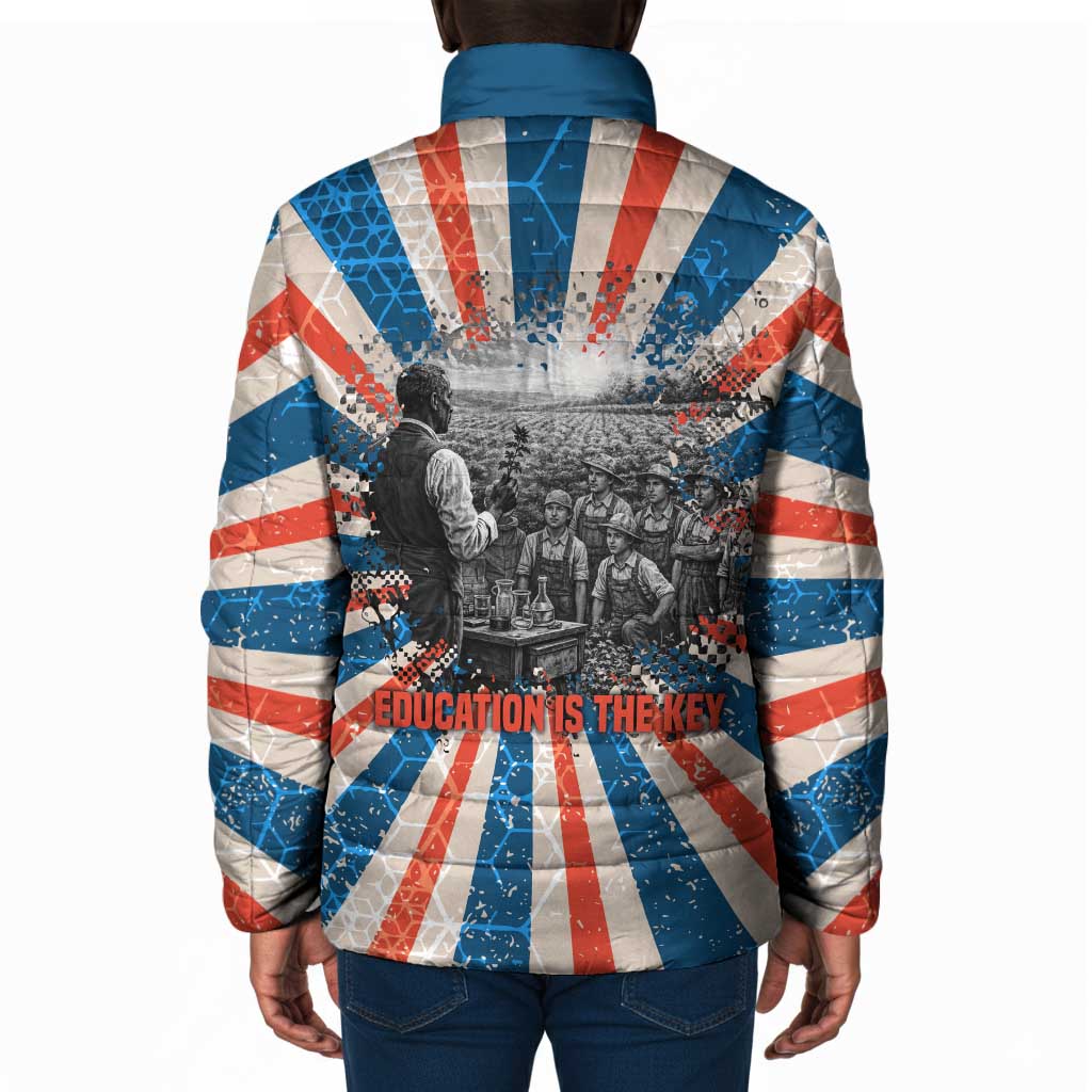 George Washington Carver Padded Jacket with Science Teaching Scene, Education Is the Key Quote - Wonder Print Shop
