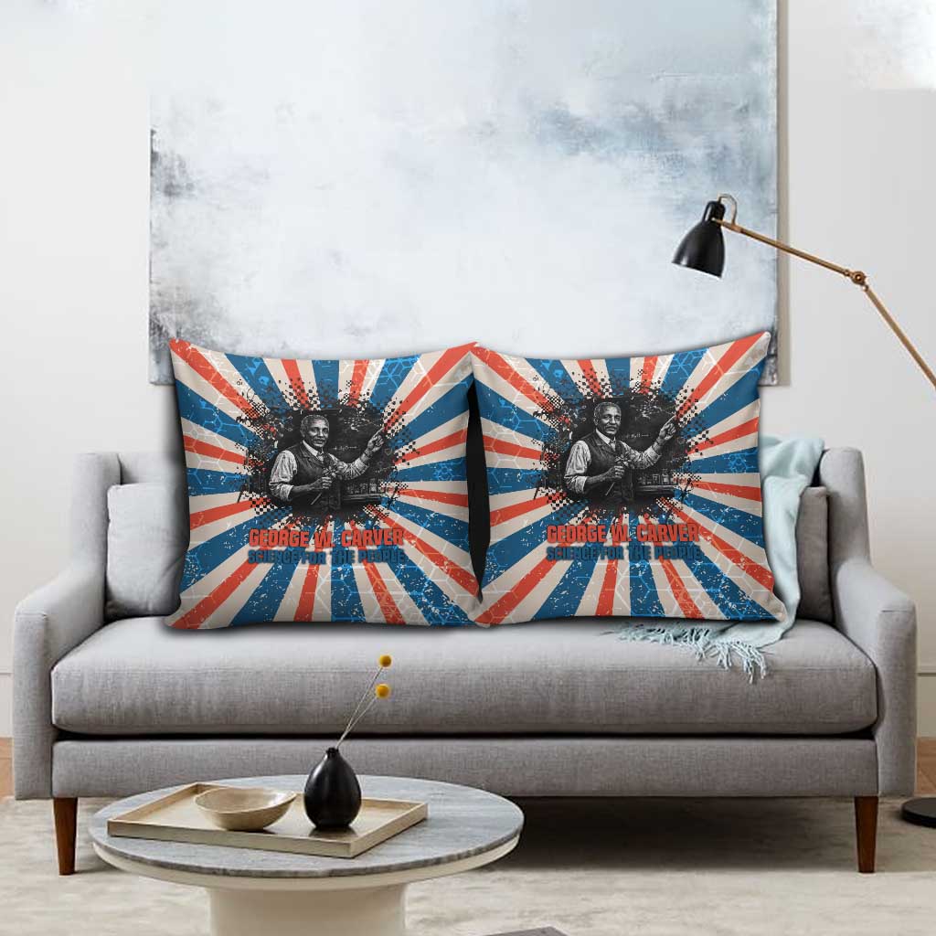 George Washington Carver Pillow Cover with Science Teaching Scene, Education Is the Key Quote - Wonder Print Shop