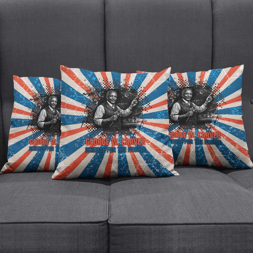 George Washington Carver Pillow Cover with Science Teaching Scene, Education Is the Key Quote - Wonder Print Shop