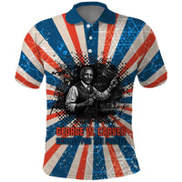 George Washington Carver Polo Shirt with Science Teaching Scene, Education Is the Key Quote - Wonder Print Shop