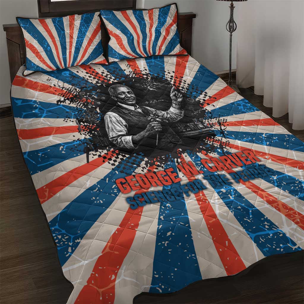 George Washington Carver Quilt Bed Set with Science Teaching Scene, Education Is the Key Quote - Wonder Print Shop