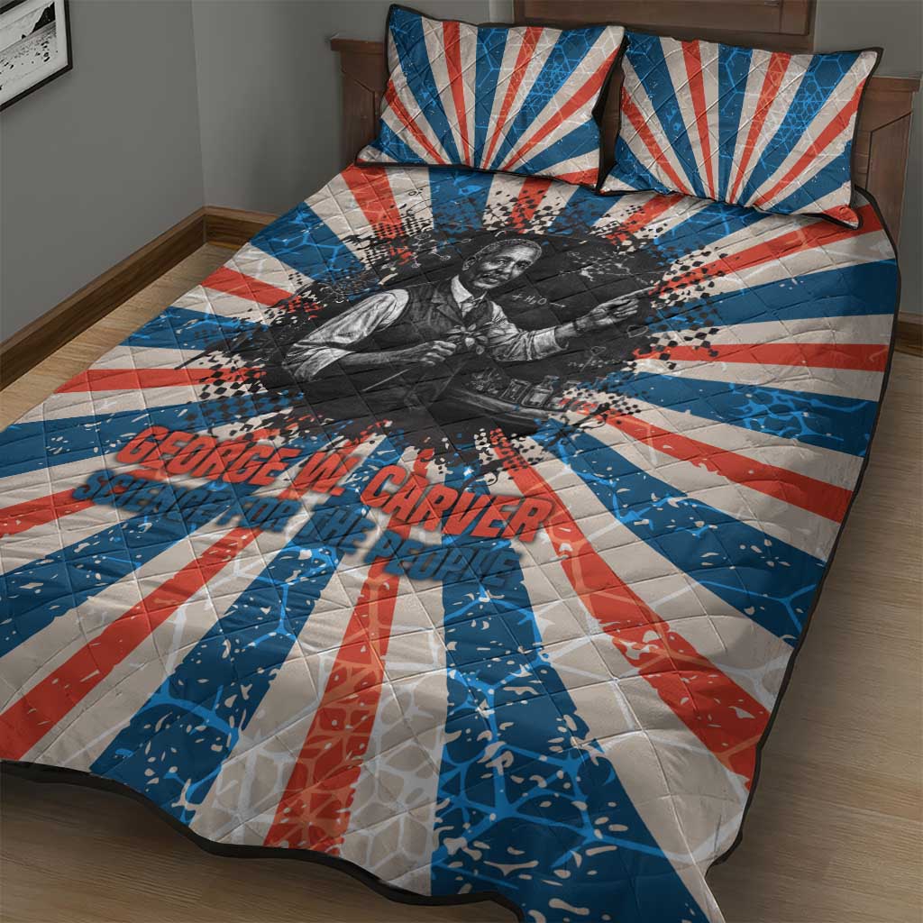 George Washington Carver Quilt Bed Set with Science Teaching Scene, Education Is the Key Quote - Wonder Print Shop