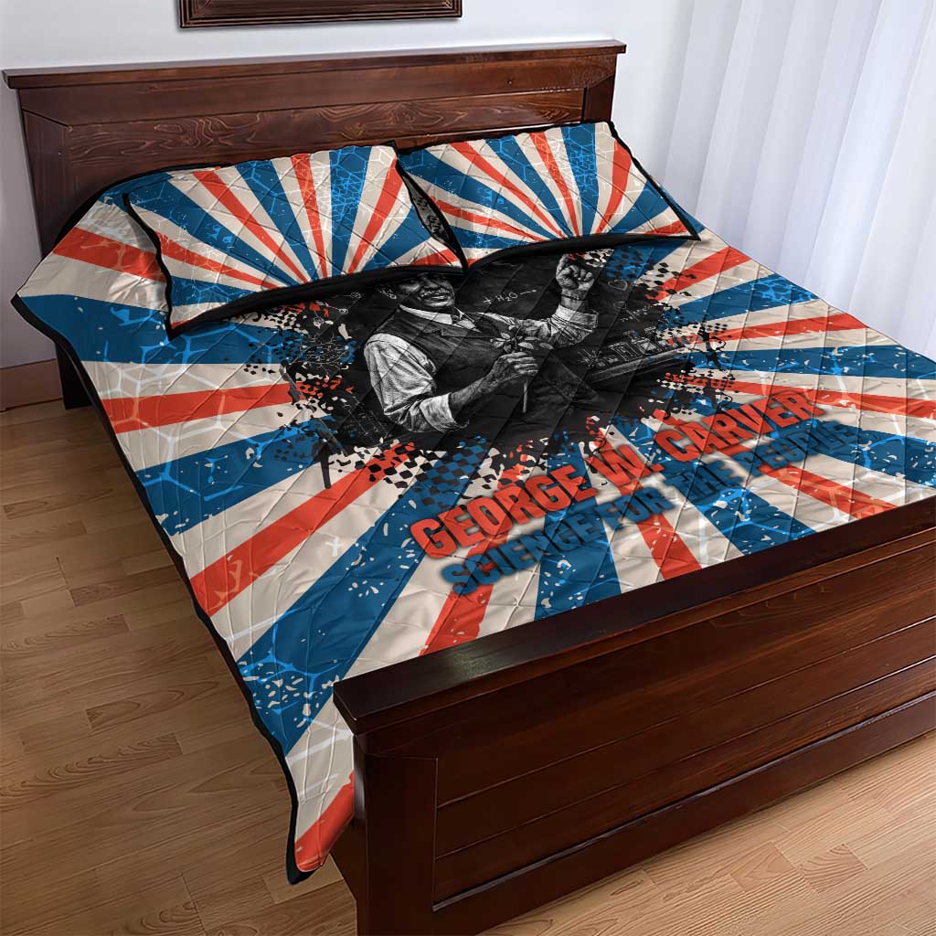 George Washington Carver Quilt Bed Set with Science Teaching Scene, Education Is the Key Quote - Wonder Print Shop