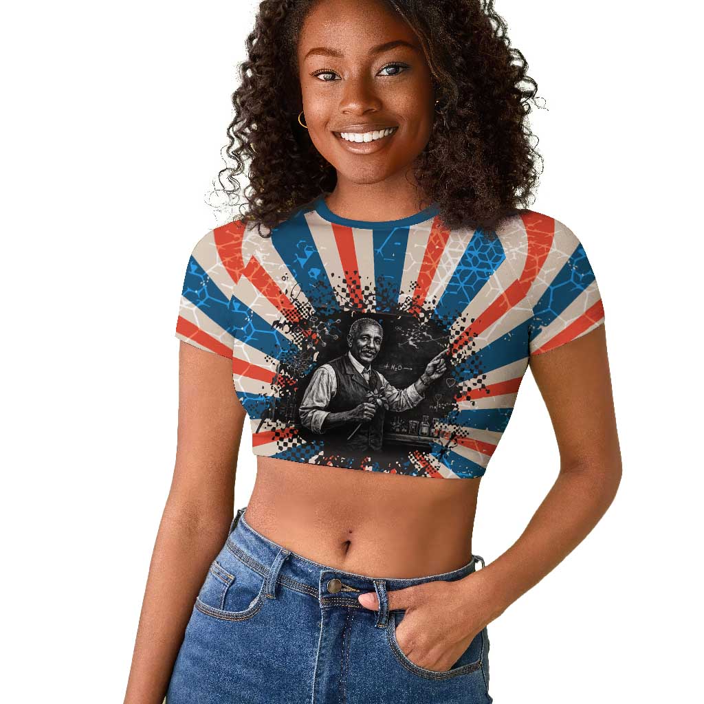 George Washington Carver Raglan Cropped T shirt with Science Teaching Scene, Education Is the Key Quote - Wonder Print Shop