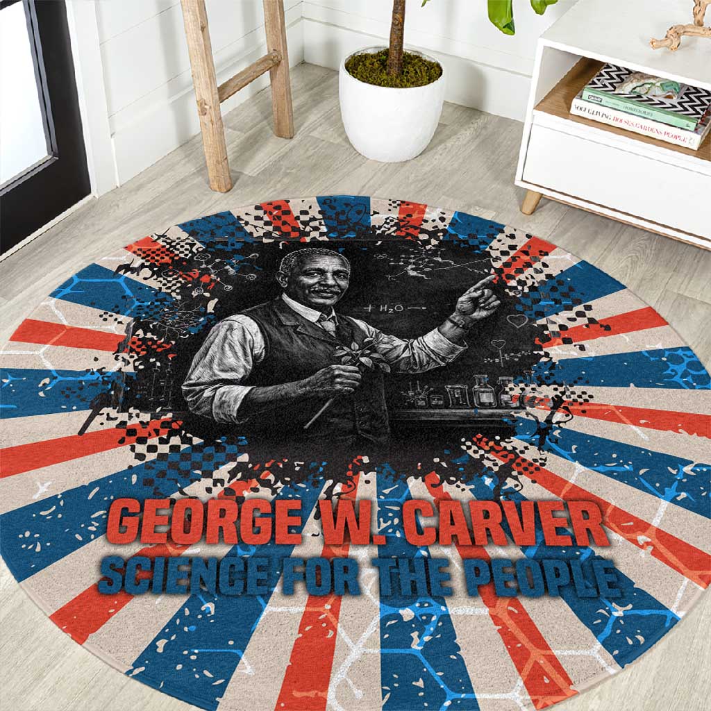 George Washington Carver Round Carpet with Science Teaching Scene, Education Is the Key Quote - Wonder Print Shop