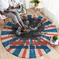 George Washington Carver Round Carpet with Science Teaching Scene, Education Is the Key Quote - Wonder Print Shop
