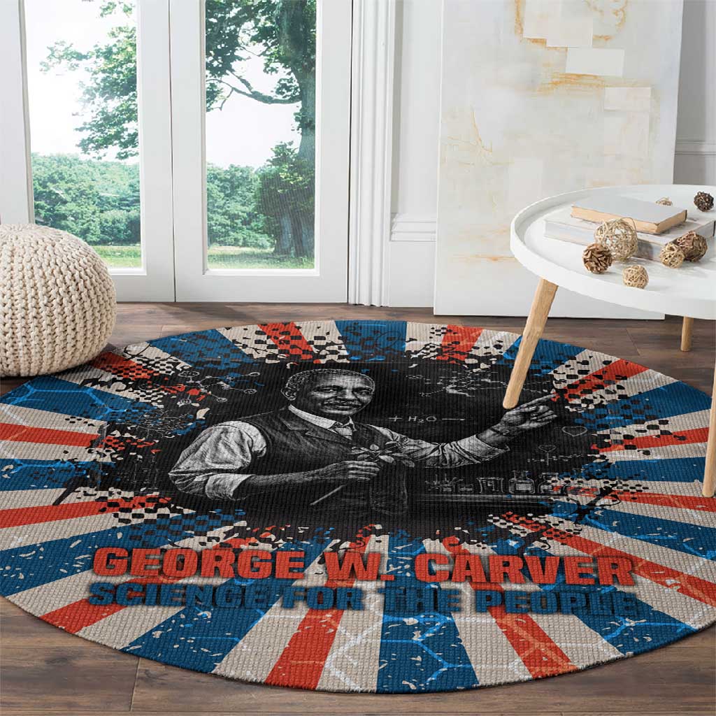 George Washington Carver Round Carpet with Science Teaching Scene, Education Is the Key Quote - Wonder Print Shop