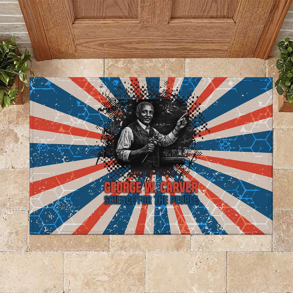 George Washington Carver Rubber Doormat with Science Teaching Scene, Education Is the Key Quote - Wonder Print Shop