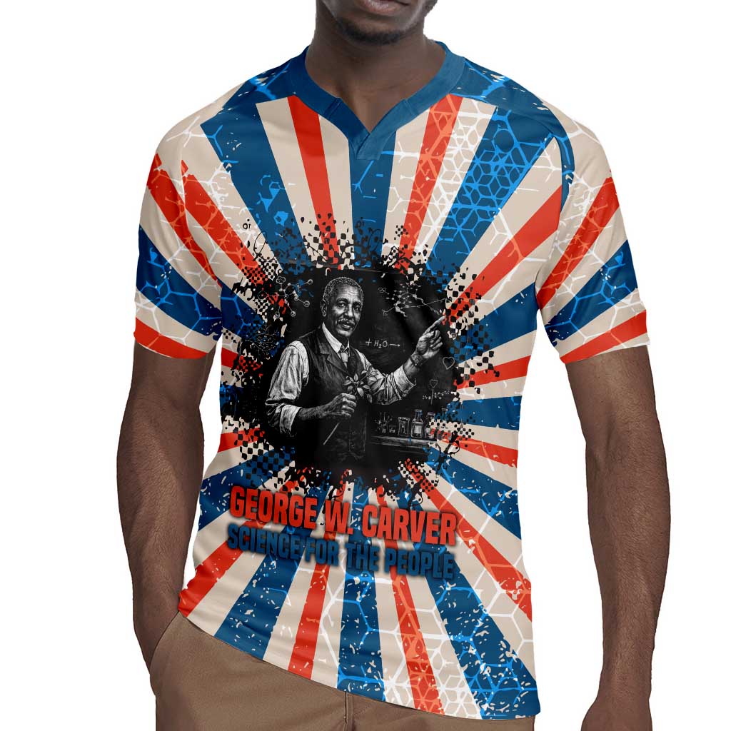 George Washington Carver Rugby Jersey with Science Teaching Scene, Education Is the Key Quote - Wonder Print Shop