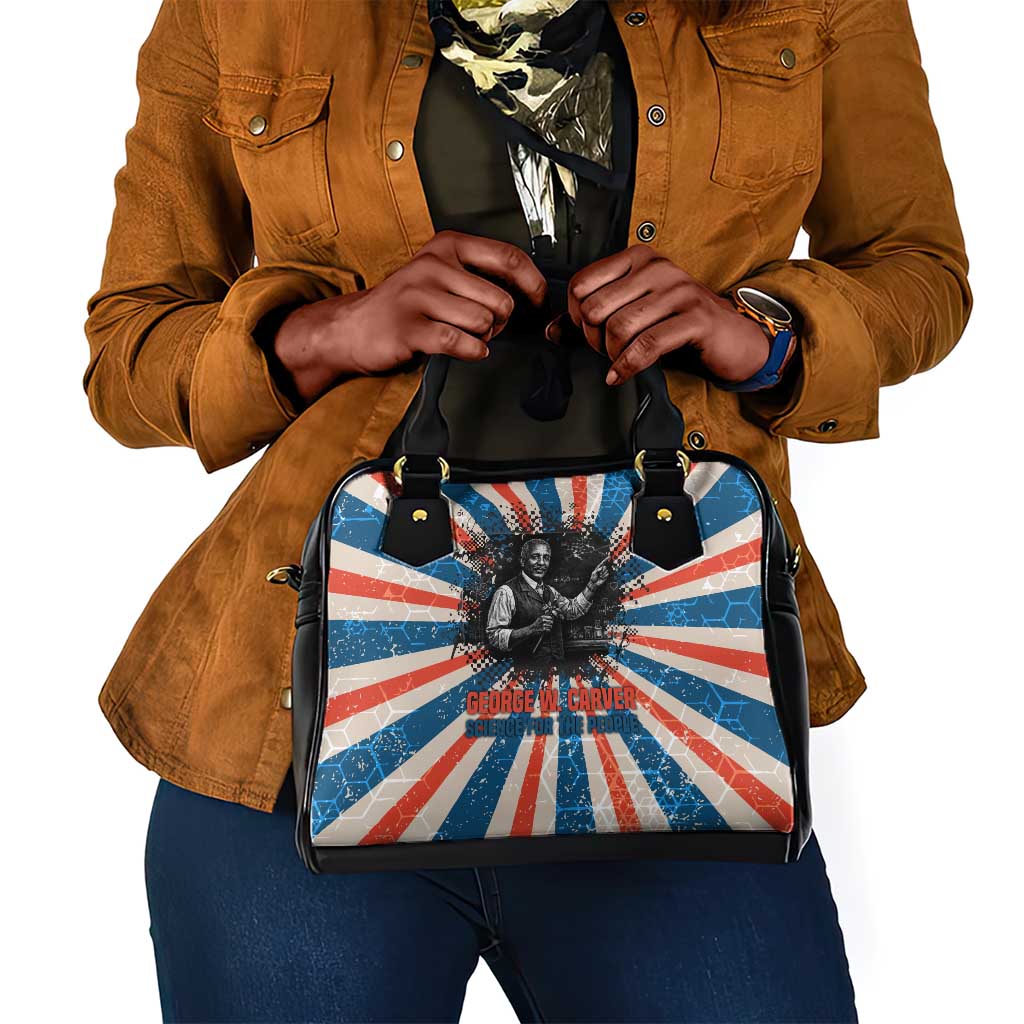 George Washington Carver Shoulder Handbag with Science Teaching Scene, Education Is the Key Quote - Wonder Print Shop
