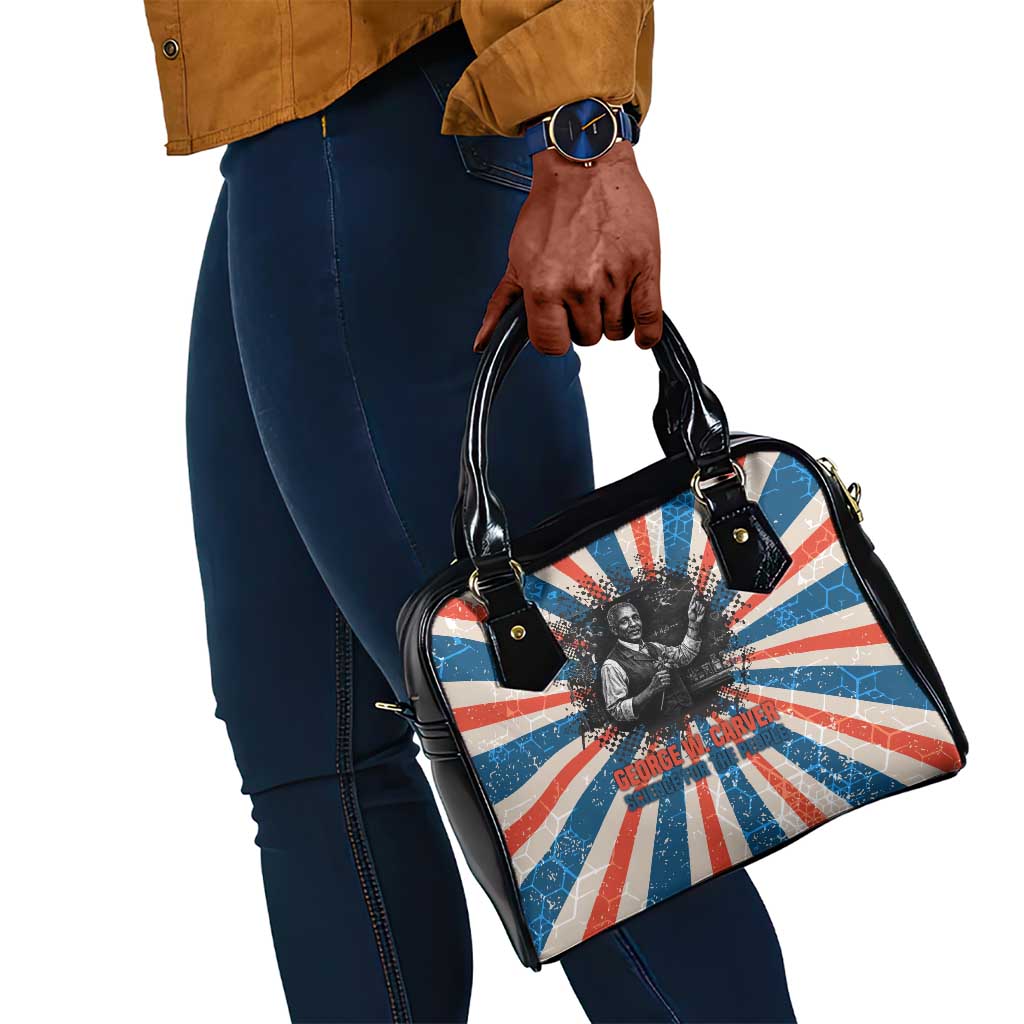 George Washington Carver Shoulder Handbag with Science Teaching Scene, Education Is the Key Quote - Wonder Print Shop