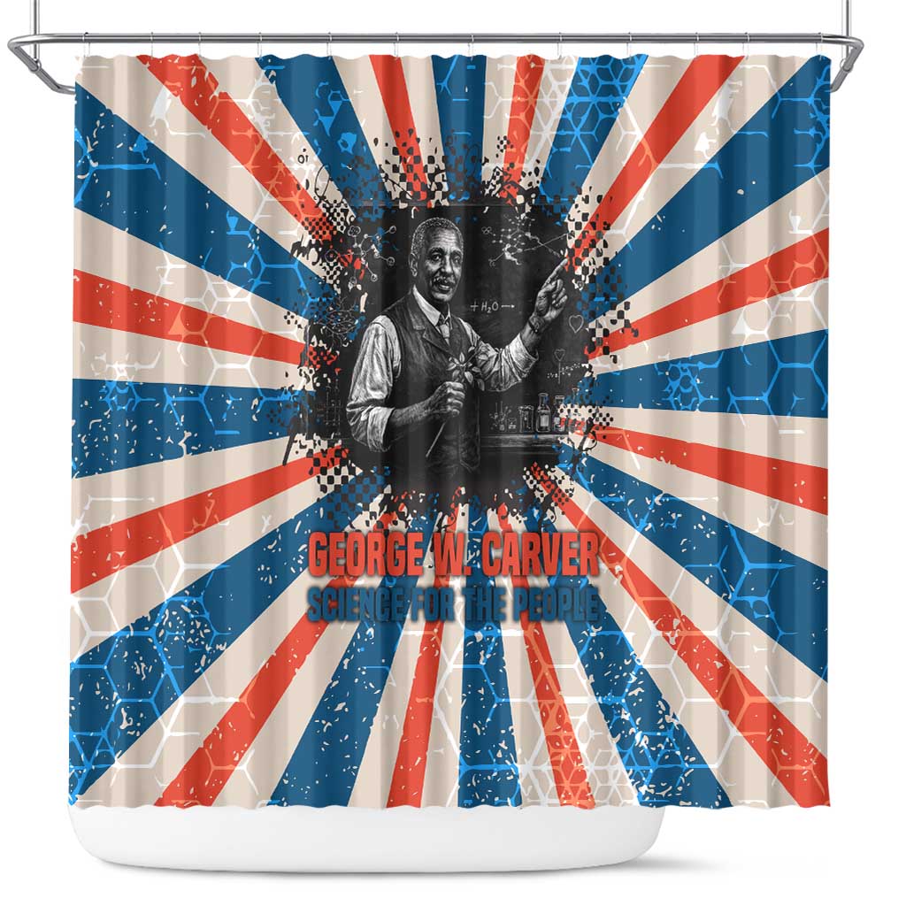 George Washington Carver Shower Curtain with Science Teaching Scene, Education Is the Key Quote - Wonder Print Shop