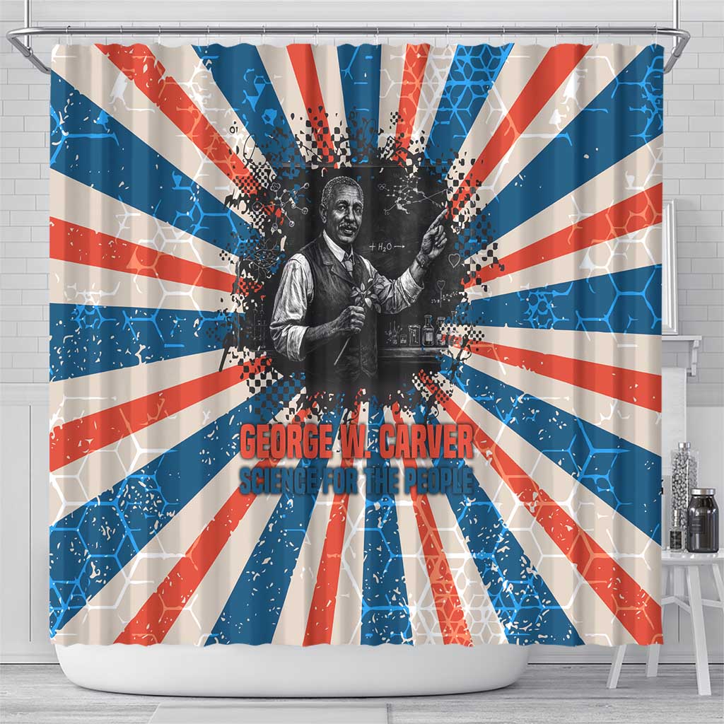 George Washington Carver Shower Curtain with Science Teaching Scene, Education Is the Key Quote - Wonder Print Shop