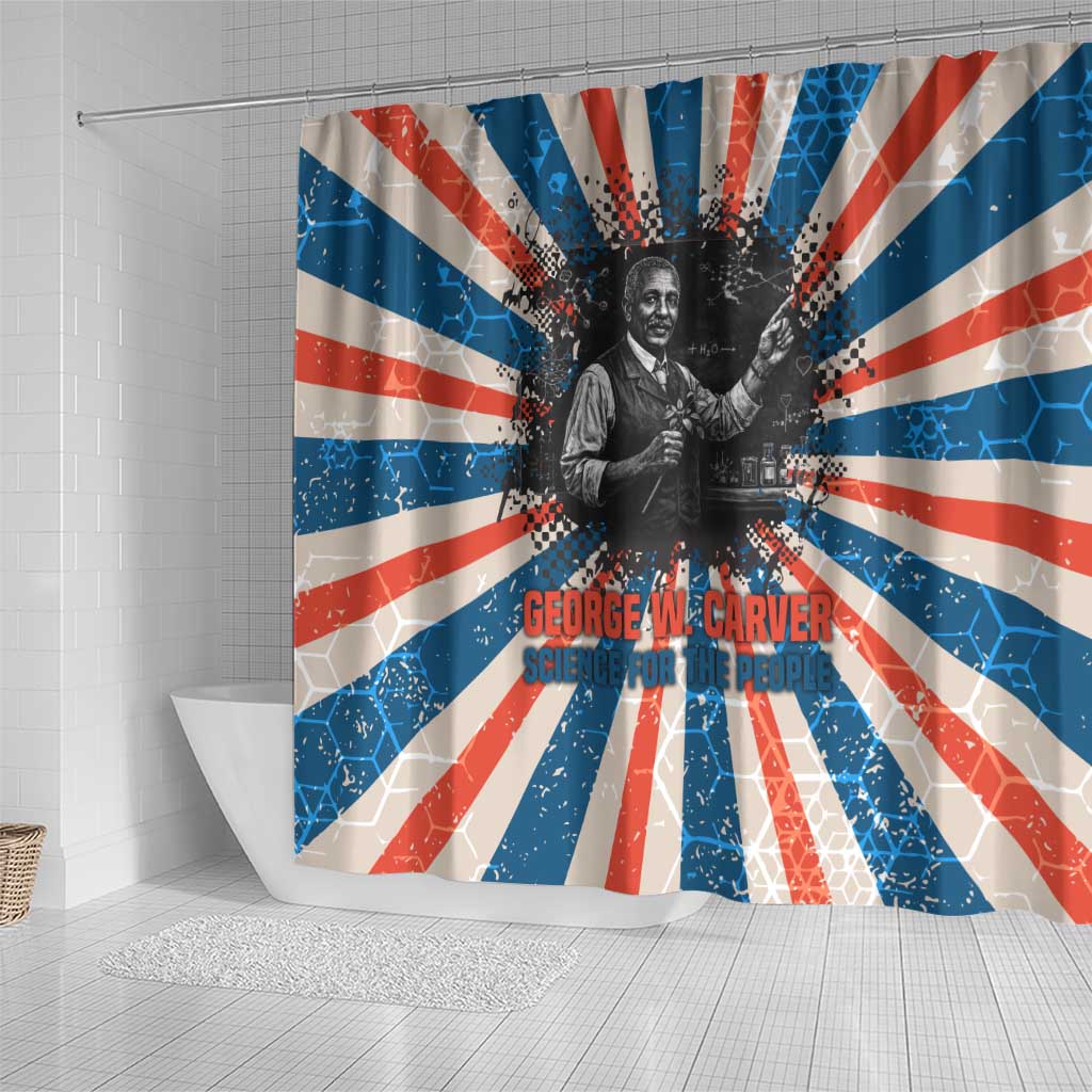 George Washington Carver Shower Curtain with Science Teaching Scene, Education Is the Key Quote - Wonder Print Shop