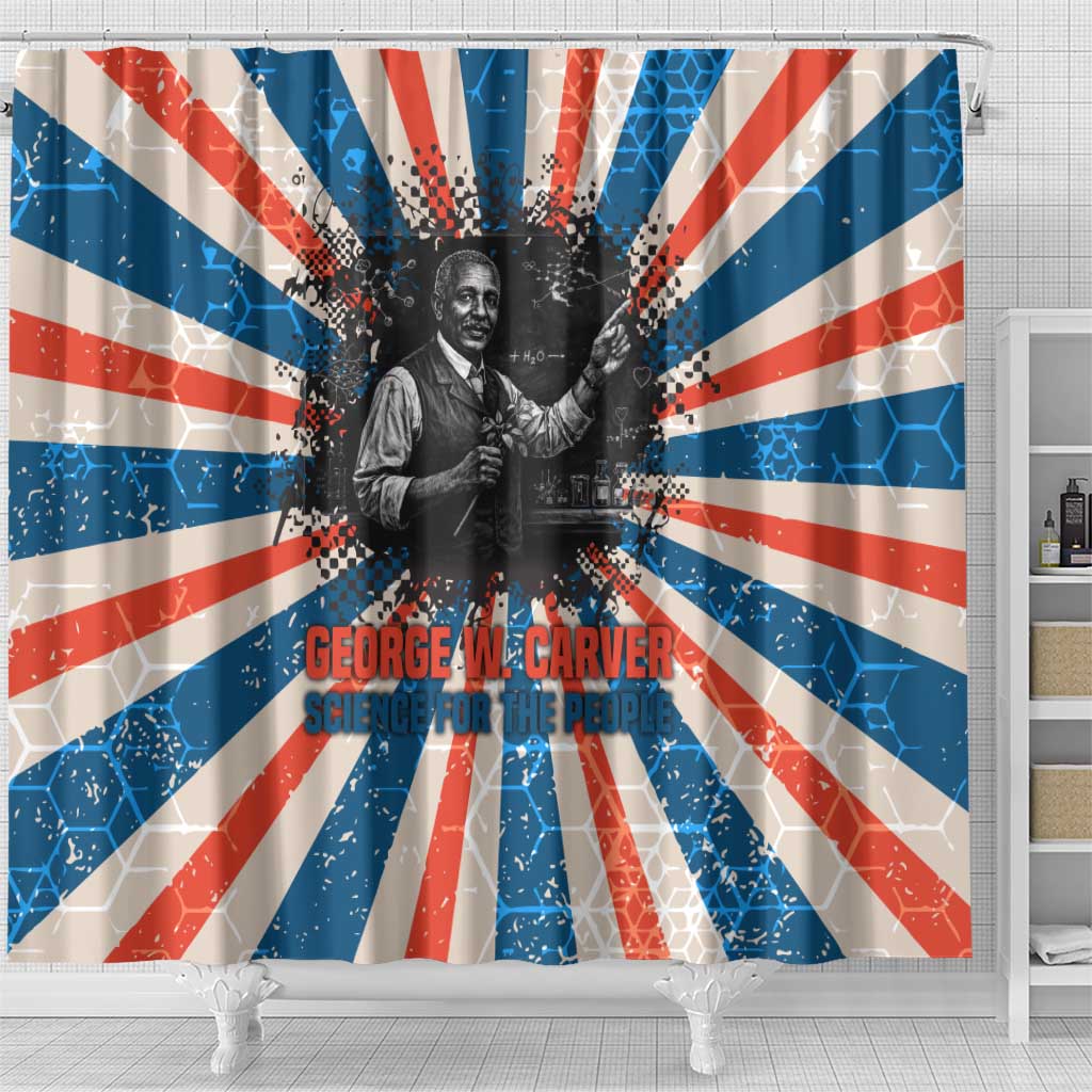 George Washington Carver Shower Curtain with Science Teaching Scene, Education Is the Key Quote - Wonder Print Shop