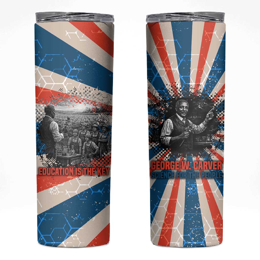 George Washington Carver Skinny Tumbler with Science Teaching Scene, Education Is the Key Quote - Wonder Print Shop