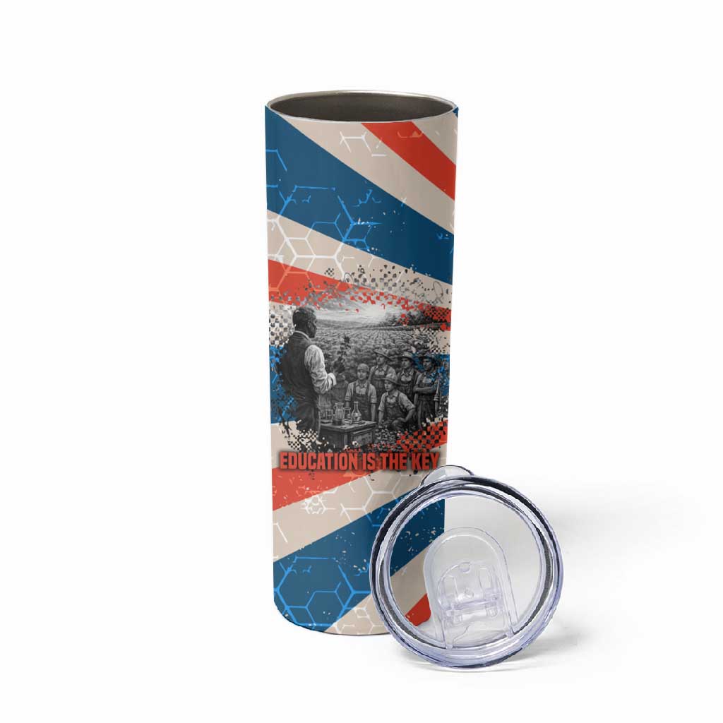 George Washington Carver Skinny Tumbler with Science Teaching Scene, Education Is the Key Quote - Wonder Print Shop