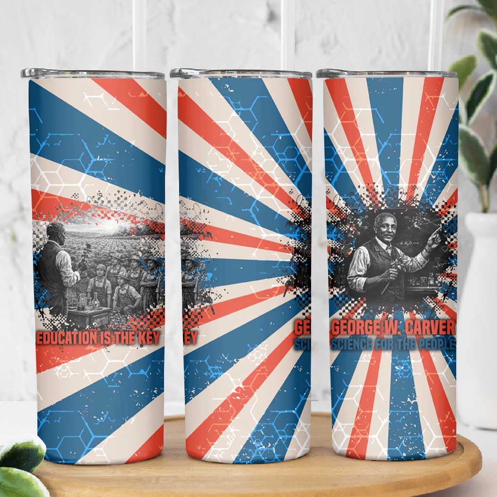 George Washington Carver Skinny Tumbler with Science Teaching Scene, Education Is the Key Quote - Wonder Print Shop