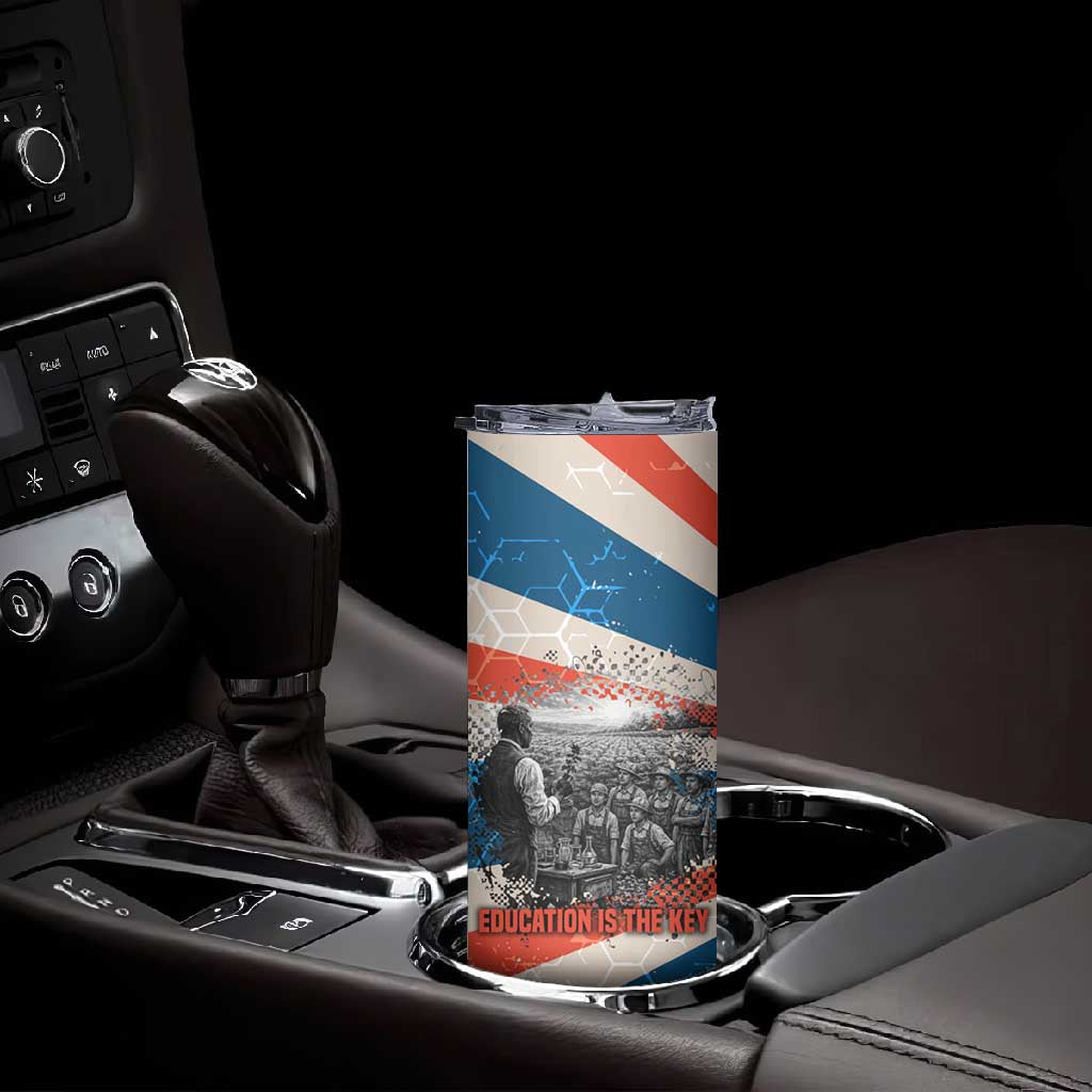 George Washington Carver Skinny Tumbler with Science Teaching Scene, Education Is the Key Quote - Wonder Print Shop