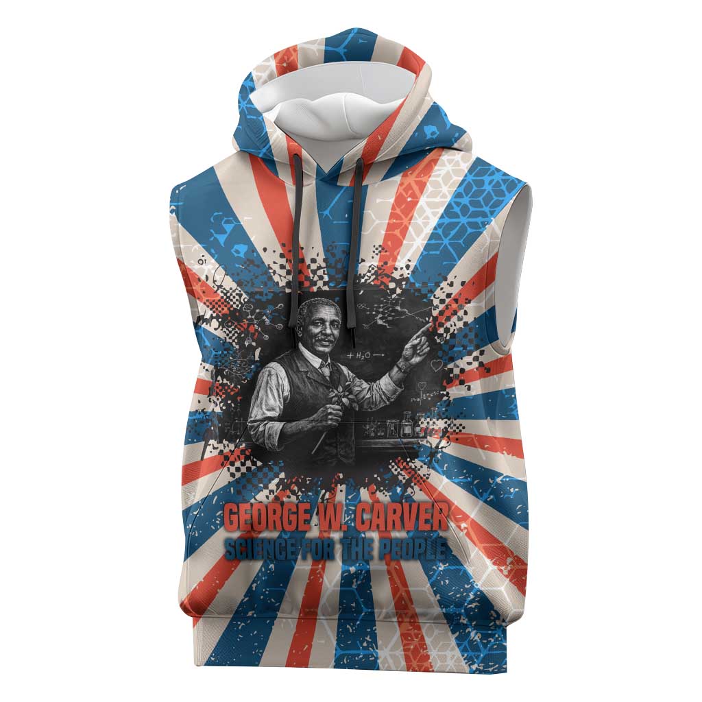George Washington Carver Sleeveless Hoodie with Science Teaching Scene, Education Is the Key Quote - Wonder Print Shop