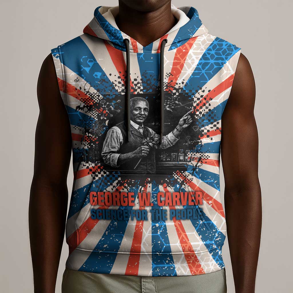 George Washington Carver Sleeveless Hoodie with Science Teaching Scene, Education Is the Key Quote - Wonder Print Shop