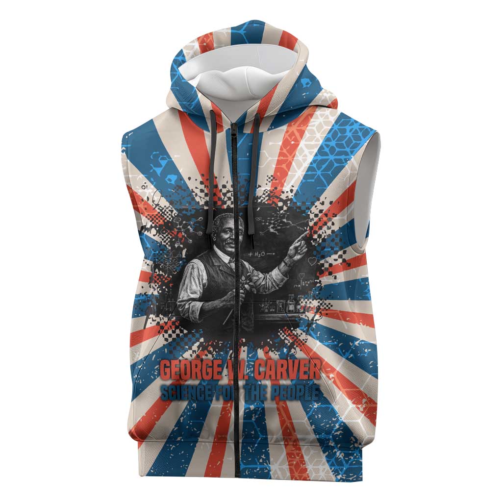 George Washington Carver Sleeveless Zip Hoodie with Science Teaching Scene, Education Is the Key Quote - Wonder Print Shop