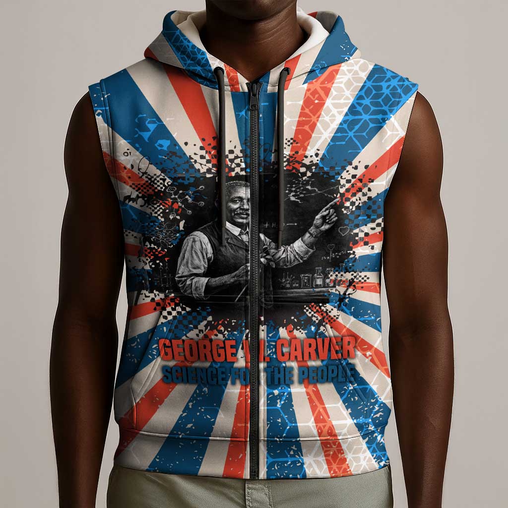 George Washington Carver Sleeveless Zip Hoodie with Science Teaching Scene, Education Is the Key Quote - Wonder Print Shop