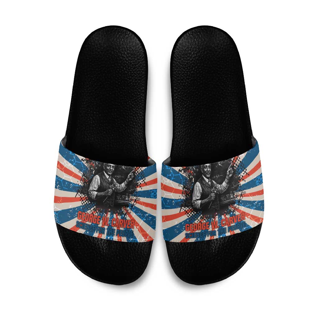 George Washington Carver Slide Sandals with Science Teaching Scene, Education Is the Key Quote - Wonder Print Shop