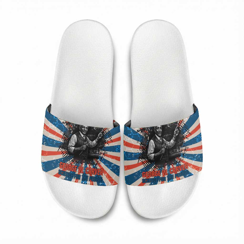 George Washington Carver Slide Sandals with Science Teaching Scene, Education Is the Key Quote - Wonder Print Shop