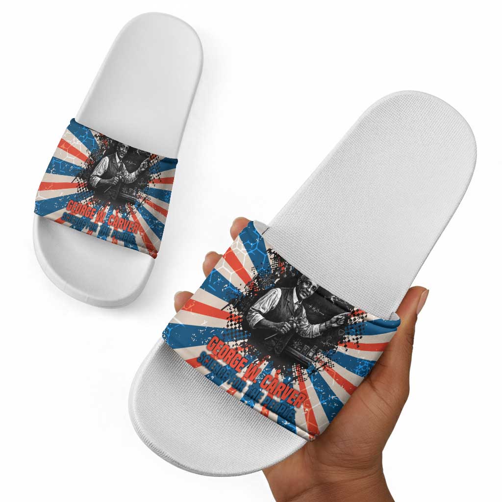 George Washington Carver Slide Sandals with Science Teaching Scene, Education Is the Key Quote - Wonder Print Shop