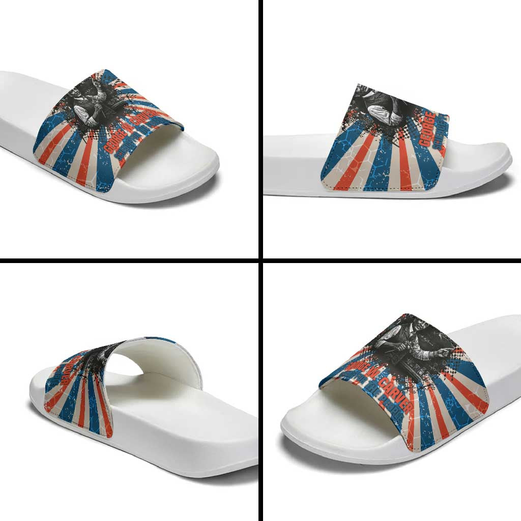 George Washington Carver Slide Sandals with Science Teaching Scene, Education Is the Key Quote - Wonder Print Shop